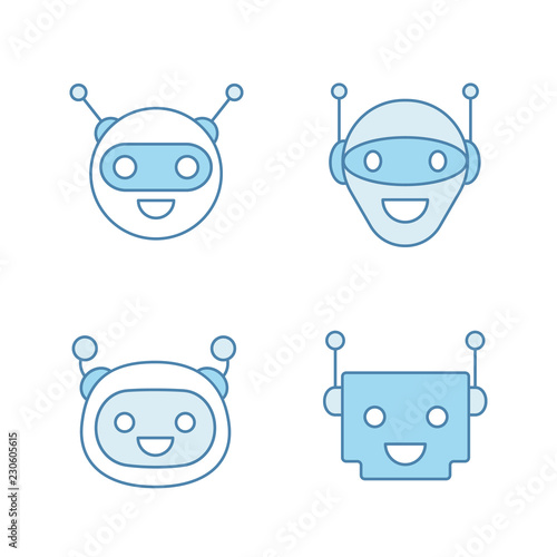 Chatbots color icons set