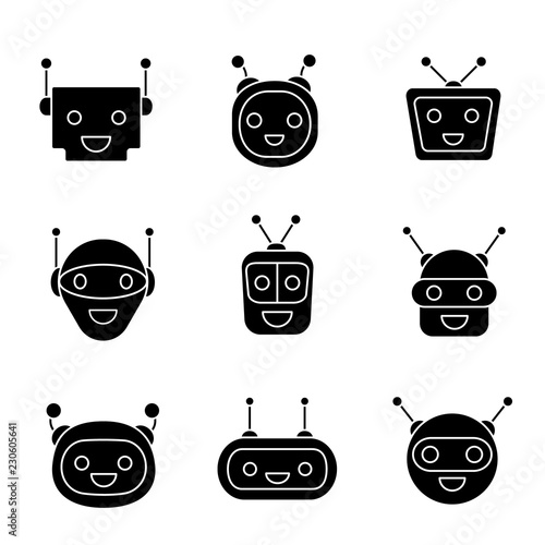 Chatbots glyph icons set