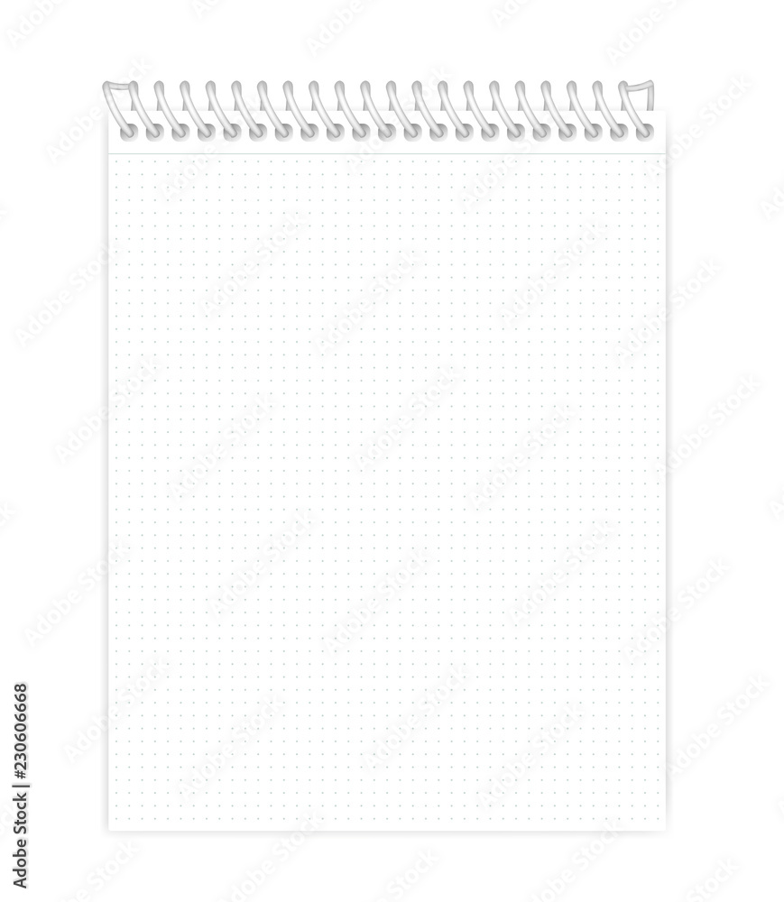 Wire bound note book with dotted tear off page vector mock-up Wire bound note book with dotted tear off page vector mock-up