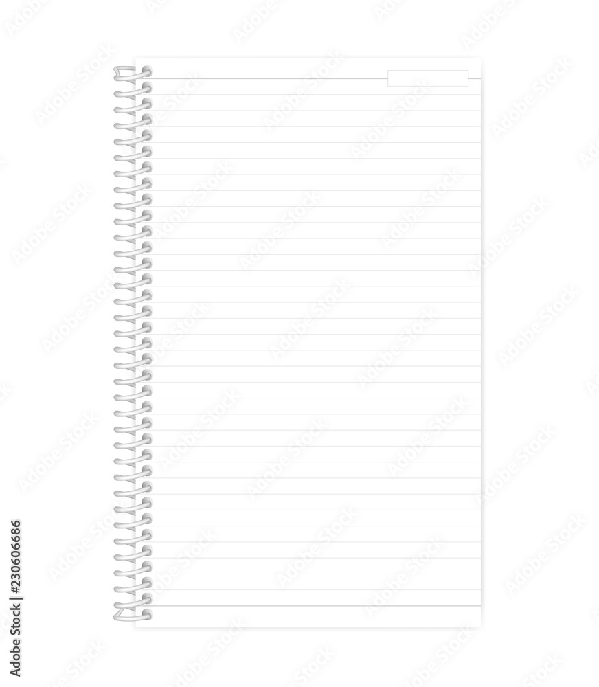 Wire bound lined note book legal paper format vector mock-up Wire bound lined note book legal paper format vector mock-up