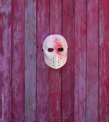 bloody masks on red background