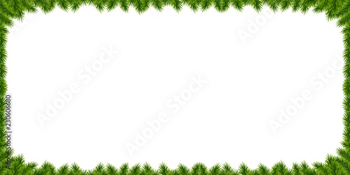 Festive new year realistic fir-tree banner with christmas tree branches and space for text.