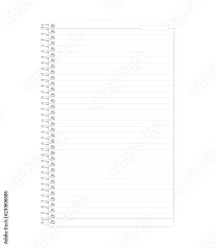 Wire bound lined note book legal paper format vector mock-up