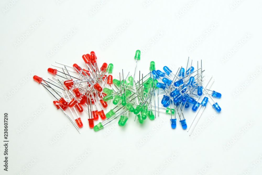 Red, Green, Blue Diodes On The White Background Red, Green, Blue Diodes On The White Background