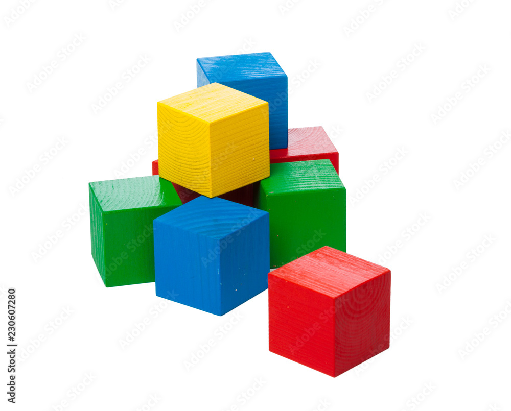 Wooden building blocks isolated on white background Wooden building blocks isolated on white background