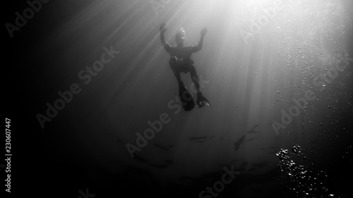 plongeur noir et blanc