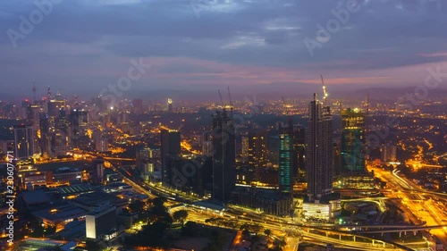 Wallpaper Mural Cold and blue dawn at Kuala Lumpur city from high point of view. Pan Right Torontodigital.ca