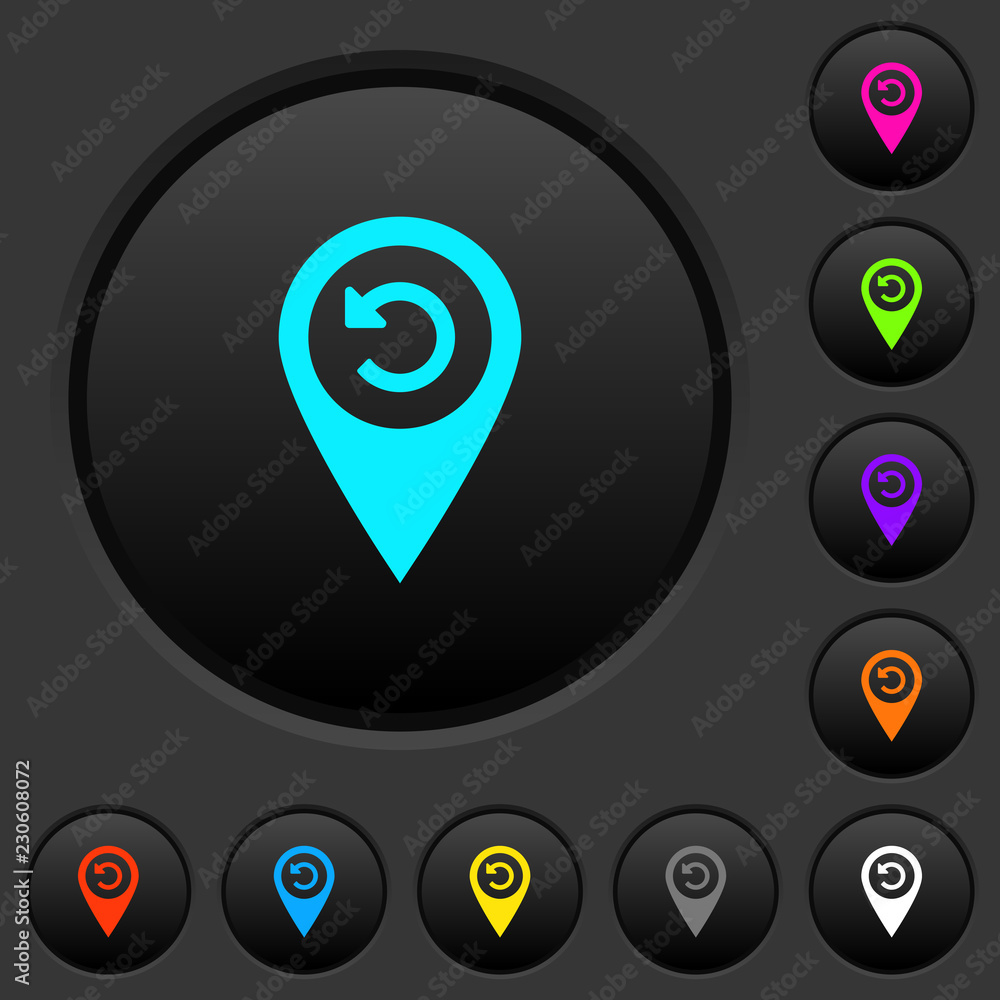 Undo GPS map location dark push buttons with color icons Undo GPS map location dark push buttons with color icons