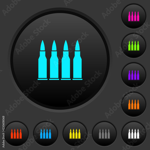 Four bullets dark push buttons with color icons