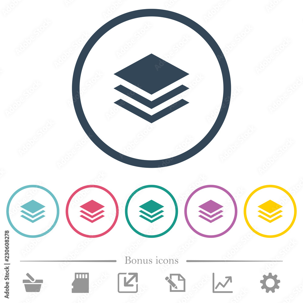 Layers flat color icons in round outlines Layers flat color icons in round outlines