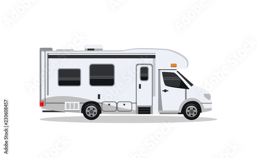Camper van for travel flat illustration 