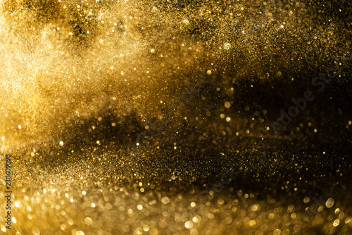 glitter lights grunge background, gold glitter defocused abstract Twinkly Lights Background.