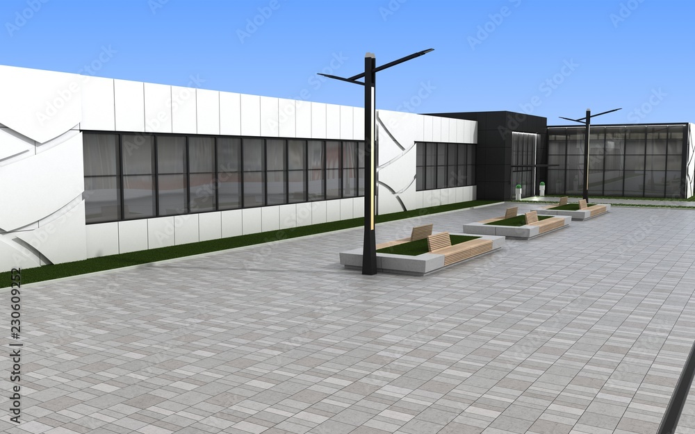 Naklejka premium 3d render exterior mall