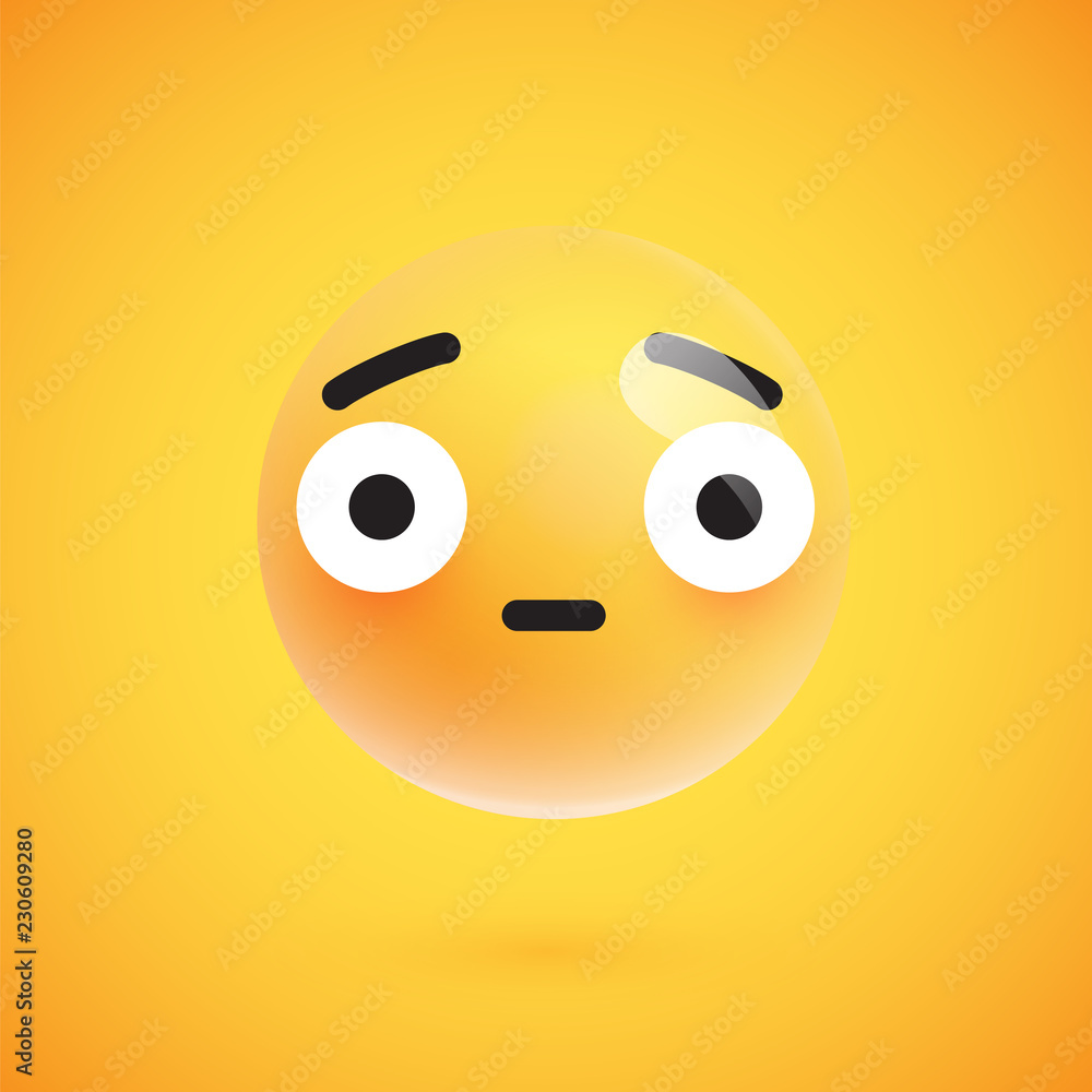 Obraz premium Cute high-detailed yellow emoticon for web, vector illustration