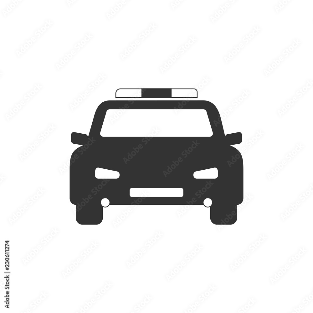 Police car icon. Vector illustrations. Flat design.