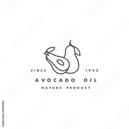 Vector design template logo and icon in linear style - avocado oil - healthy vegan food. Logo sign.