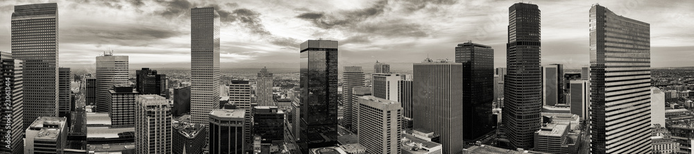 custom made wallpaper toronto digitalAerial/drone black and white panorama of the capital city of Denver Colorado.