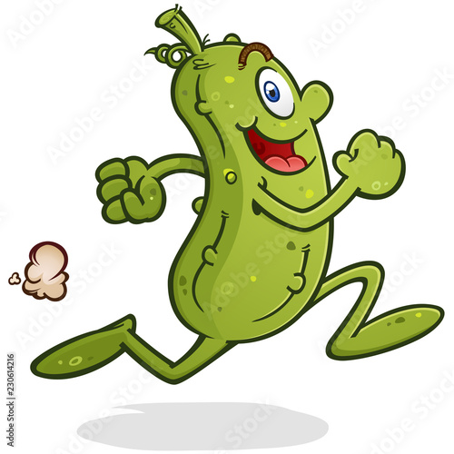 Healthy Running Pickle Cartoon Character