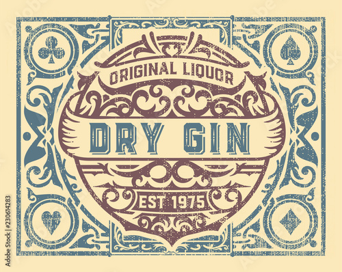 Dirty Gin label with floral frame