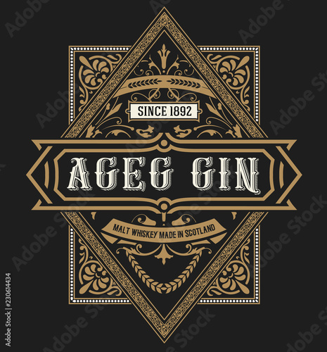 Gin label. Vintage style