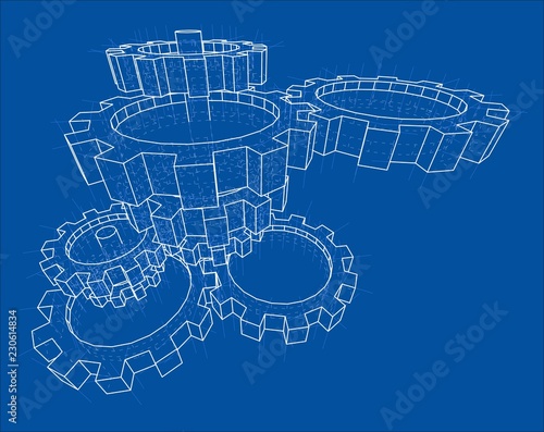 3D gears. Vector
