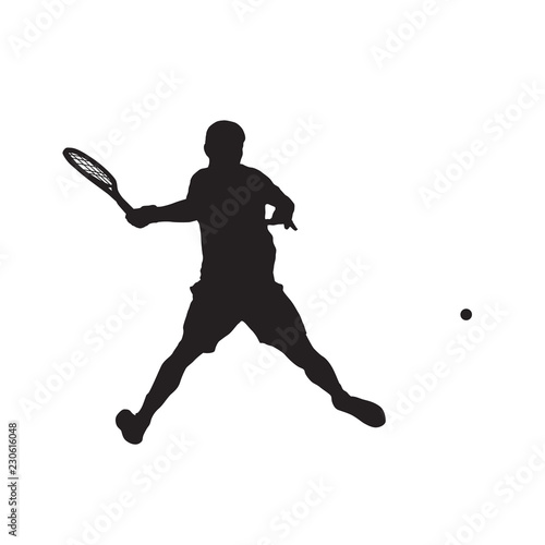 Tennis player, isolated vector silhouette