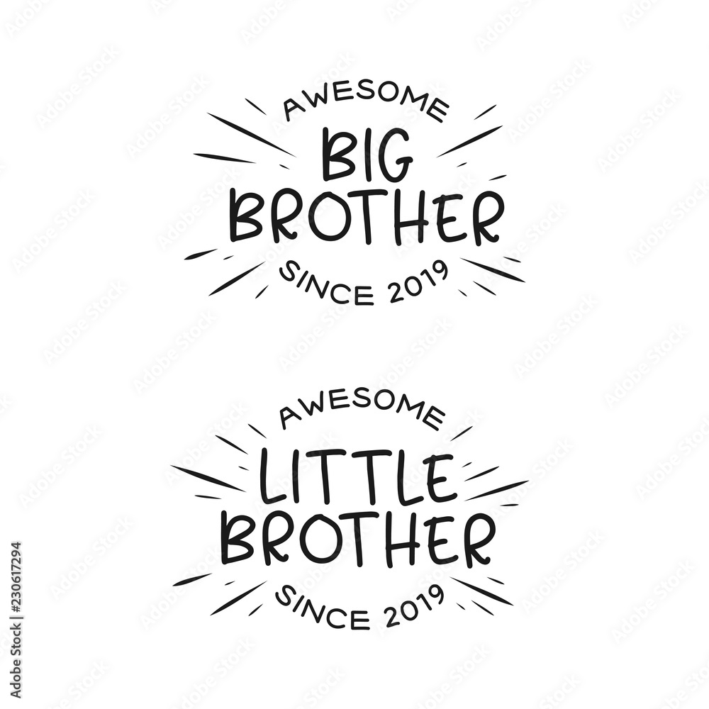 Big brother little brother typography print. Vector vintage