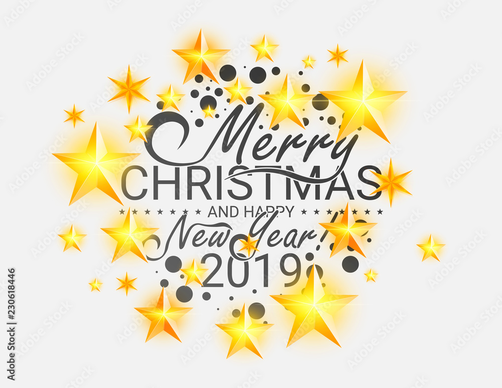 Fototapeta premium Merry Christmas and happy new year 2019, vector background, design.