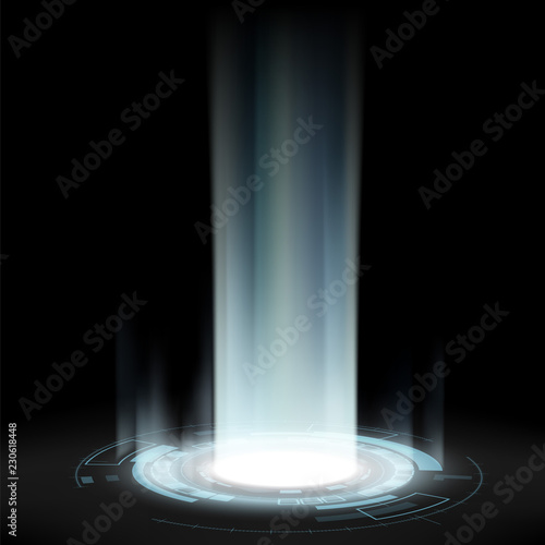 HUD user interface with ray light. Stock vector.