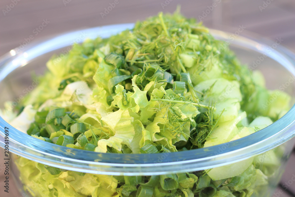 Fresh. green Spring salad from early vegetables, leave Fresh. green Spring salad from early vegetables, leave