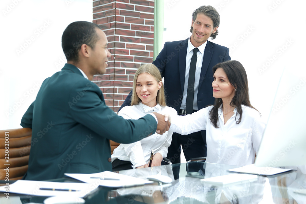 Fototapeta premium Business Partner Shake Hands on meetinig in modern office building
