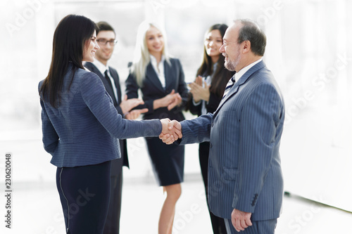Business handshake and business people concept. Two men shaking hands.