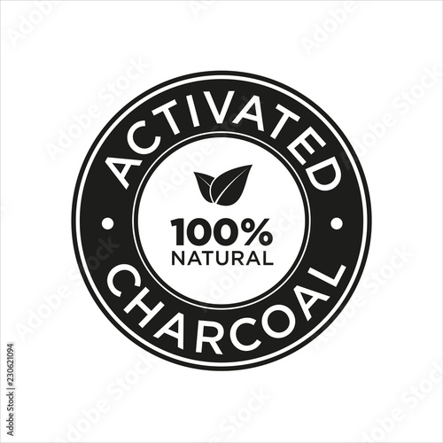 Activated Charcoal icon. 100% Natural.