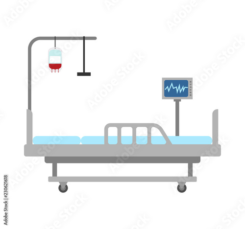 Medical bed isolated. hospital bed clinic. patient bedstead