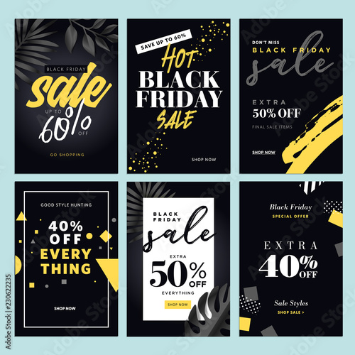 Black Friday sale. Vector illustration concepts of online shopping website and mobile website banners, posters, newsletter designs, ads, coupons, social media banners, marketing material.