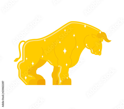 Bull Golden statue isolated. buffalo Gold sculpture