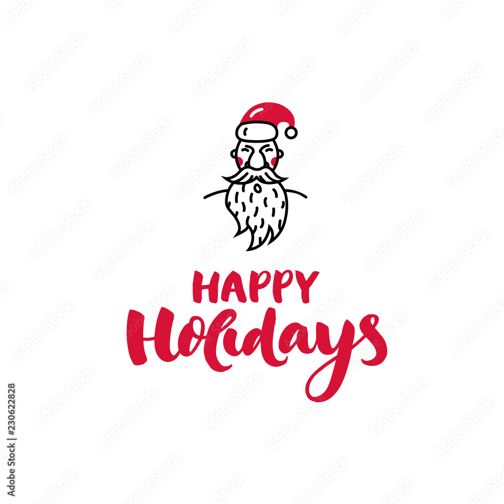 Santa Claus icon style template with handwritten text ''Happy holidays'' made in vector - Christmas symbol.
