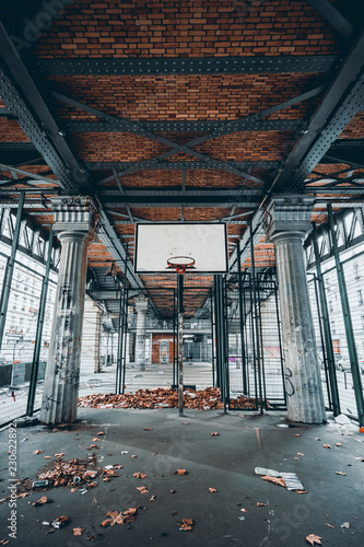 Abandoned basketball court in Paris, France