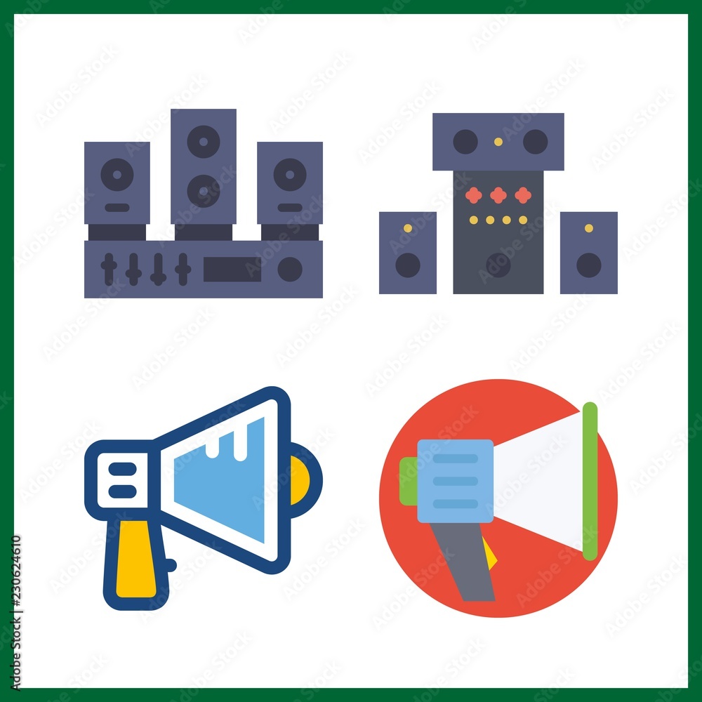 4 voice icon. Vector illustration voice set. sound system and megaphone icons for voice works 4 voice icon. Vector illustration voice set. sound system and megaphone icons for voice works