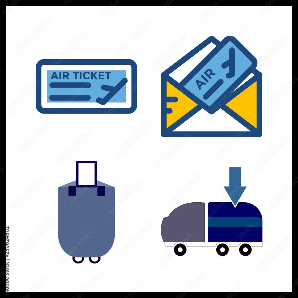 4 plane icon. Vector illustration plane set. plane ticket and suitcase icons for plane works 4 plane icon. Vector illustration plane set. plane ticket and suitcase icons for plane works