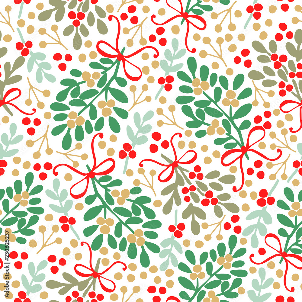 Seamless pattern with green and brown bouquets .