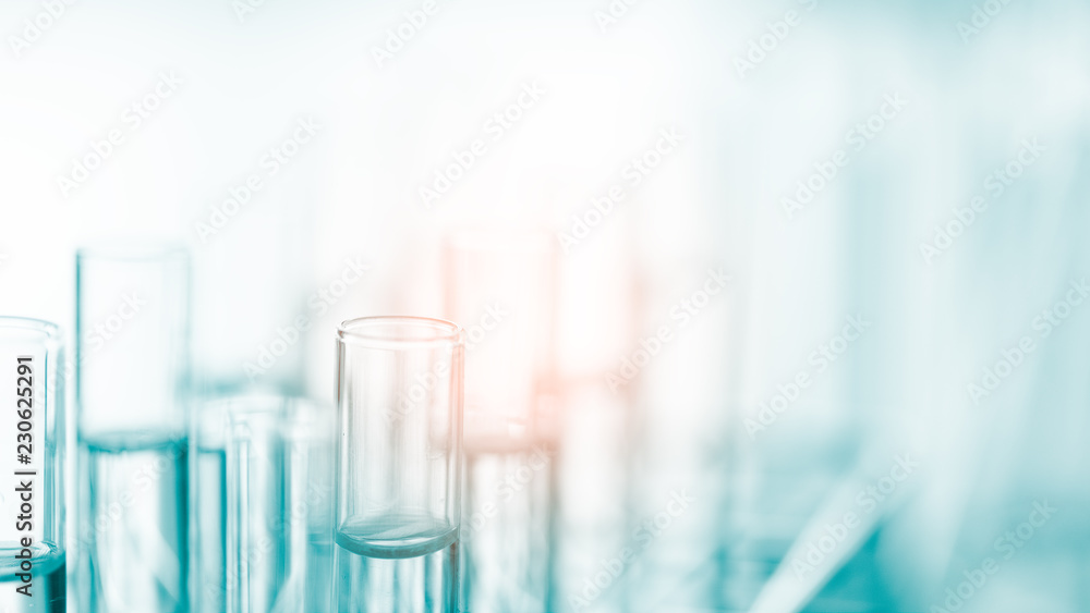 Laboratory glassware containing chemical liquid, science research,science background - obrazy, fototapety, plakaty 