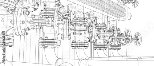 Sketch of industrial equipment. Vector