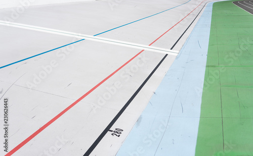 Lines of empty velodrome. Geometric line background. photo