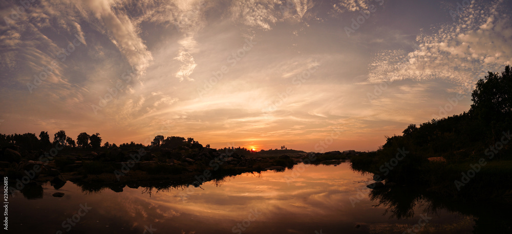 Sunset panorama in Hampi India Sunset panorama in Hampi India