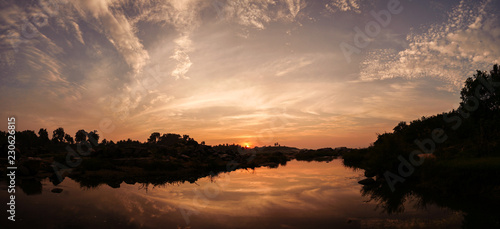 Sunset panorama in Hampi India