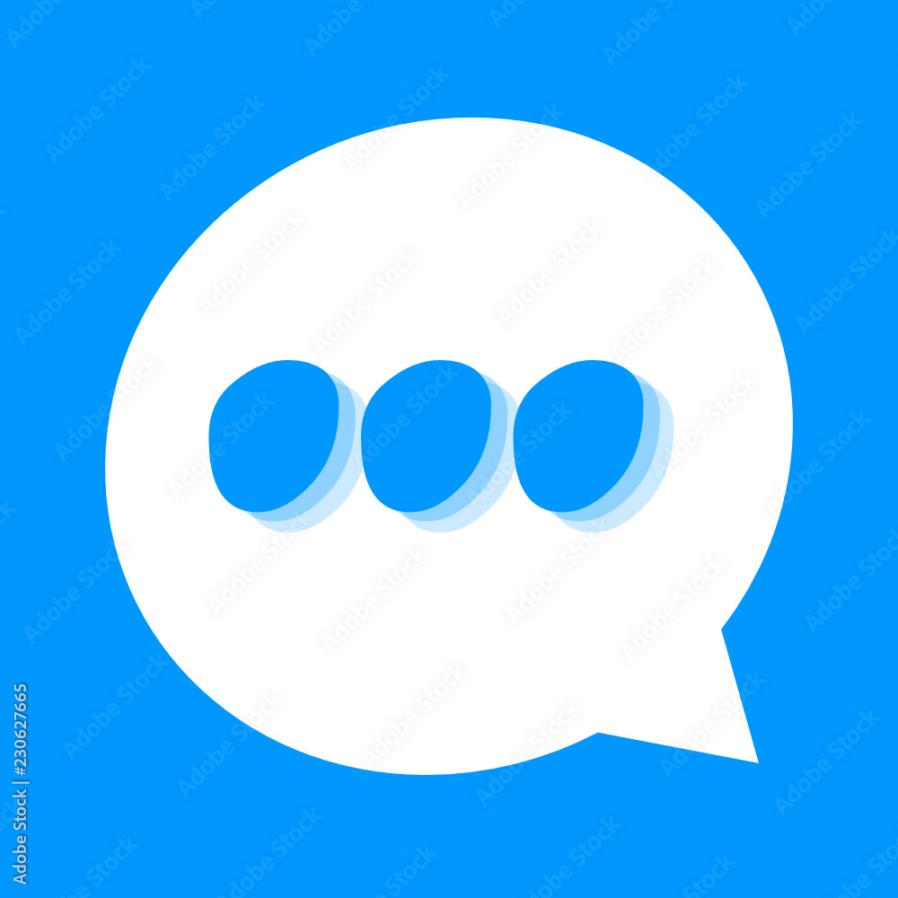 Three points in the speech balloon. blue background