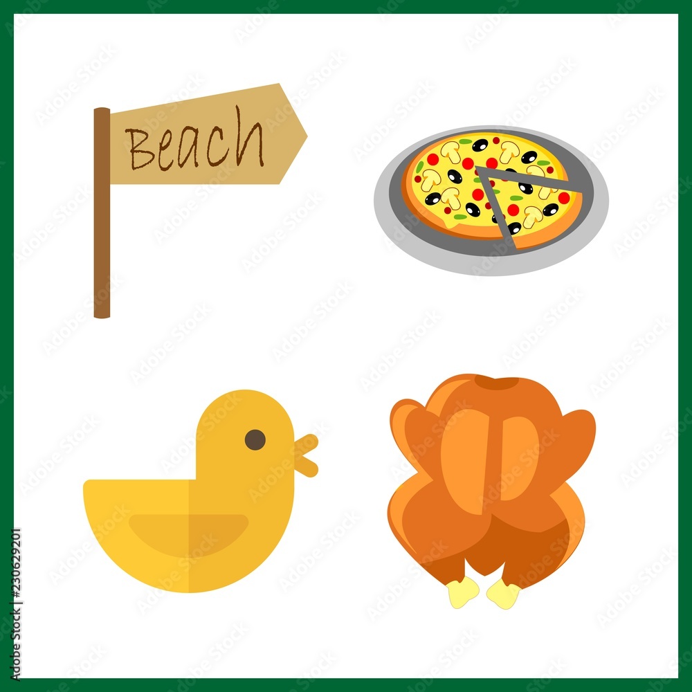 Fototapeta premium 4 meat icon. Vector illustration meat set. fried chicken and chicken icons for meat works