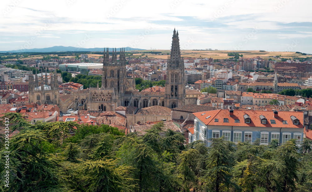 Aerial view of the Spanish city of Burgos with its modern buildings