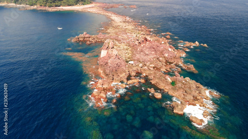 Aerial view of the ocean and Manazuru cape, Izu, Japan photo